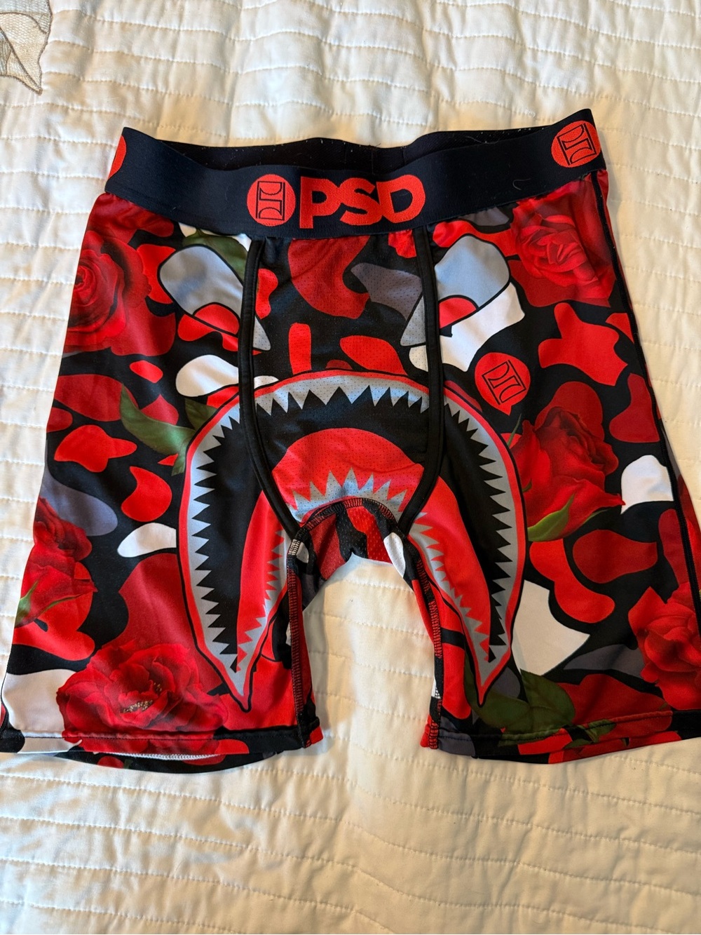 PSD Red Black Floral Shark-Graphic Performance boxer Shorts